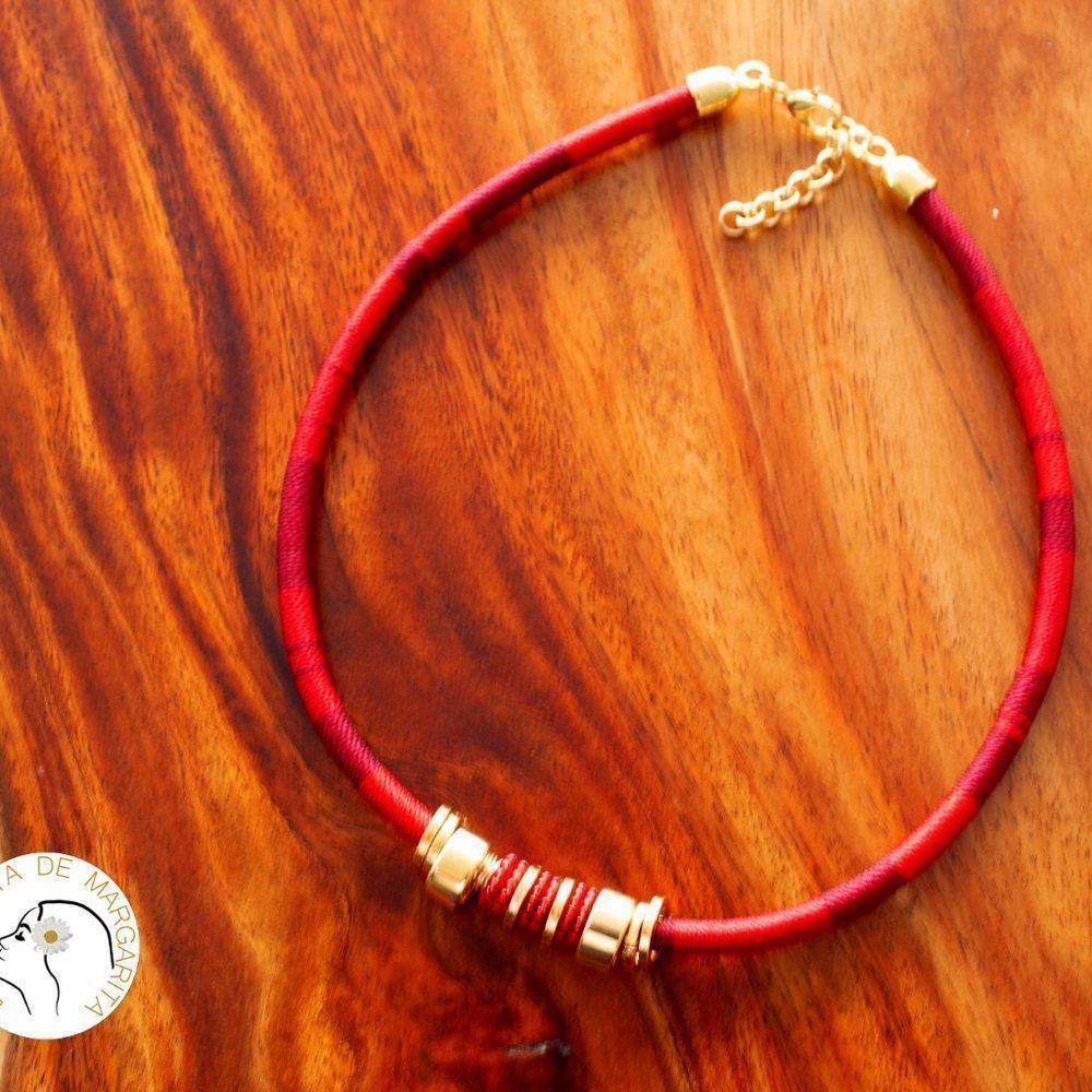 Handmade necklace gold and red gold plated new adjustable new